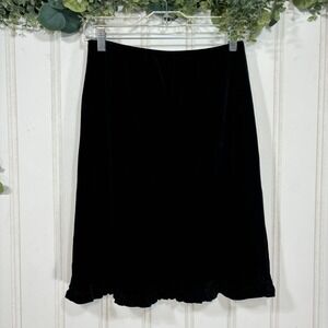 Vintage Velvet Midi Skirt‎ SMALL Office Siren Ruffle Hem Elegant Party Cocktail